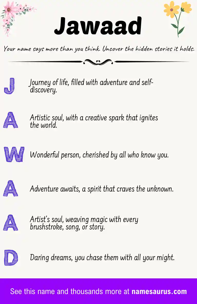 Acrostic poem about Jawaad.