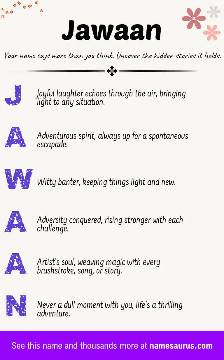 Acrostic poem about Jawaan.