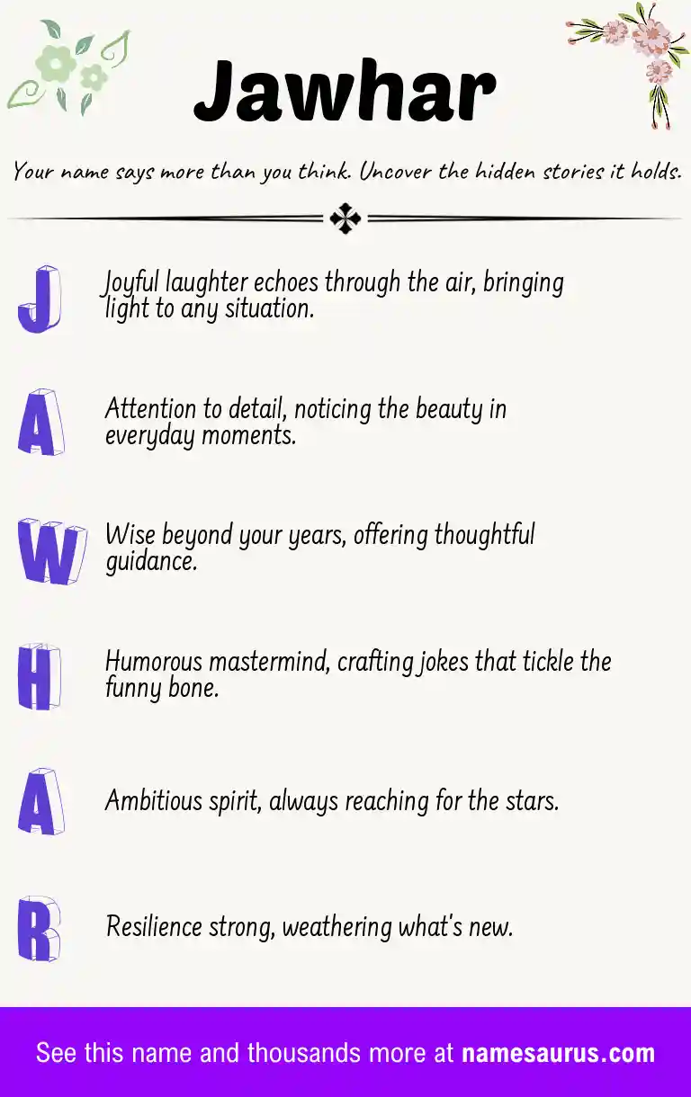 Acrostic poem about Jawhar.
