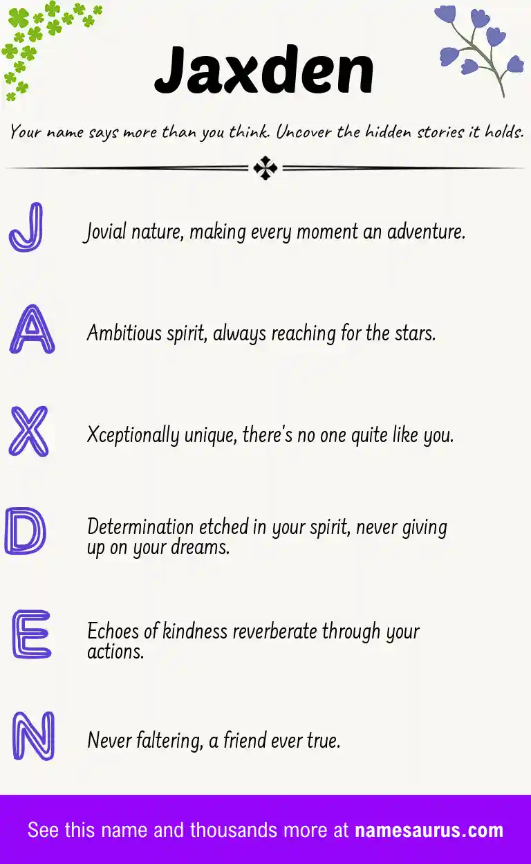 Acrostic poem about Jaxden.