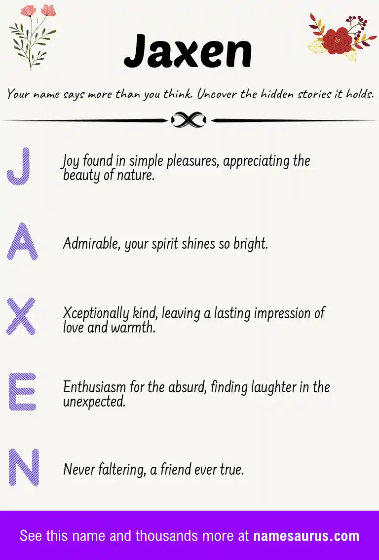 Acrostic poem about Jaxen.