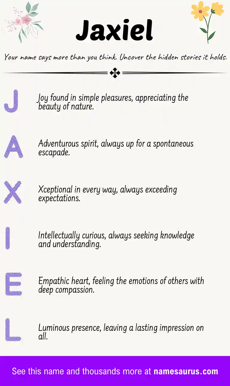 Acrostic poem about Jaxiel.
