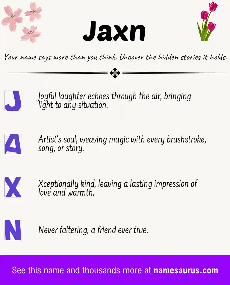 Acrostic poem about Jaxn.