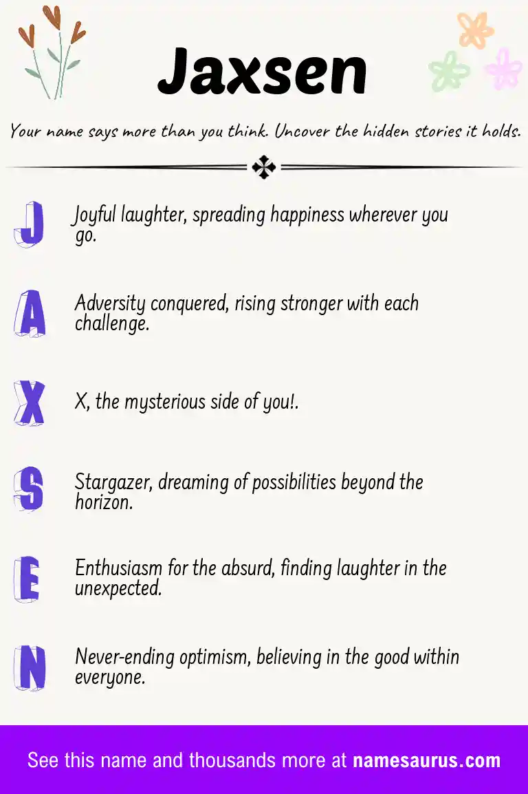 Acrostic poem about Jaxsen.