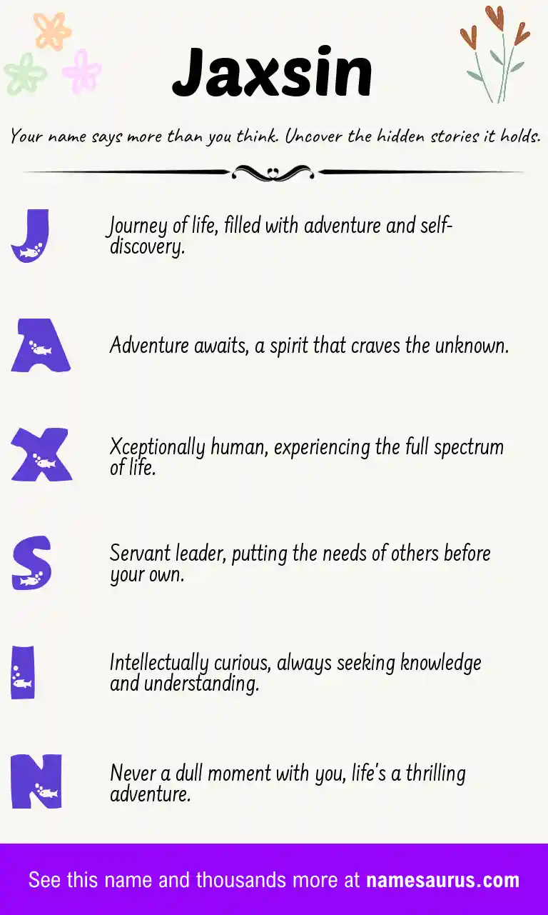 Acrostic poem about Jaxsin.