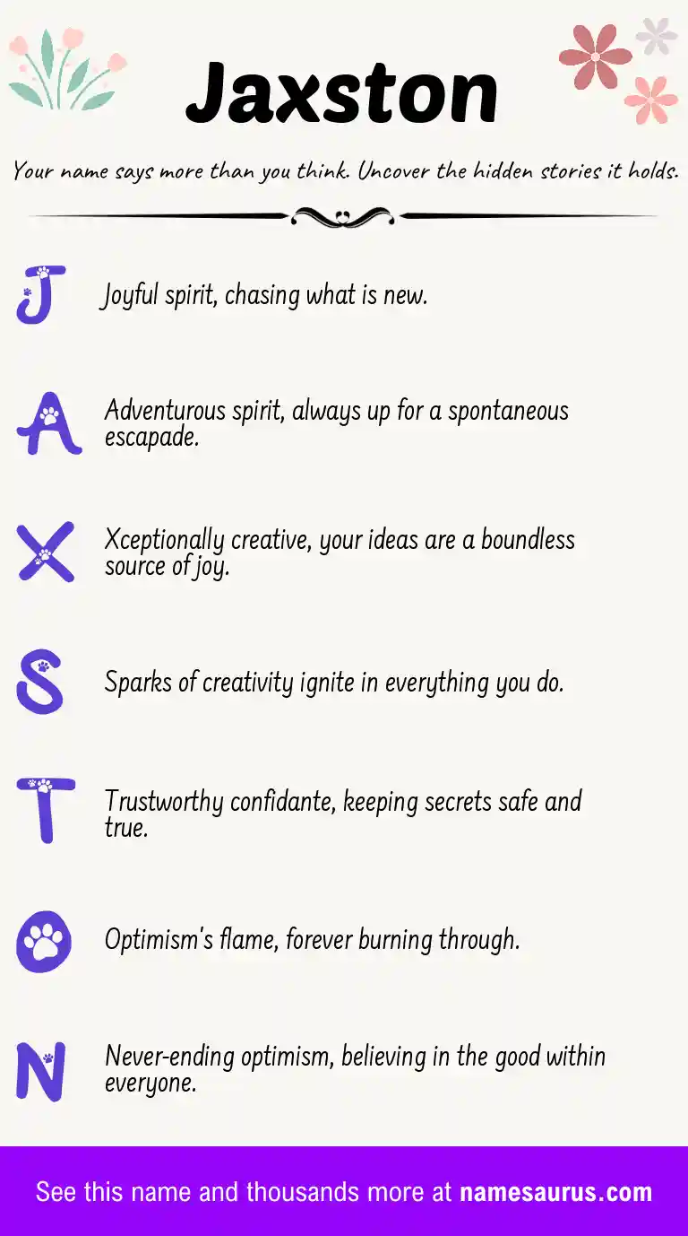 Acrostic poem about Jaxston.