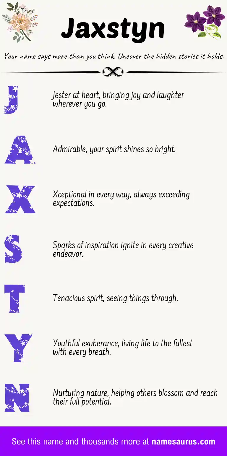 Acrostic poem about Jaxstyn.