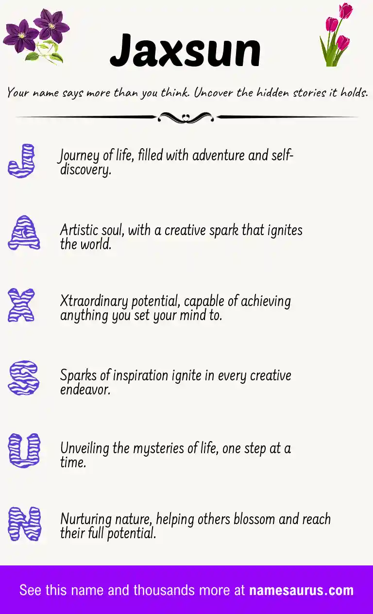 Acrostic poem about Jaxsun.