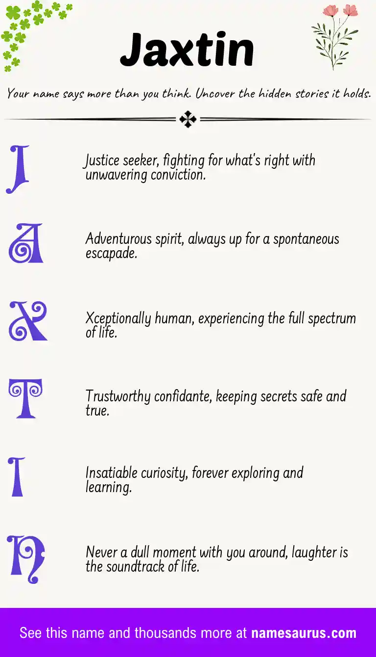 Acrostic poem about Jaxtin.