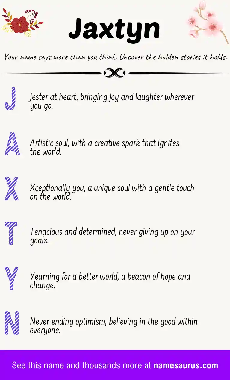 Acrostic poem about Jaxtyn.