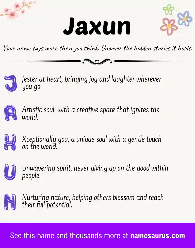 Acrostic poem about Jaxun.