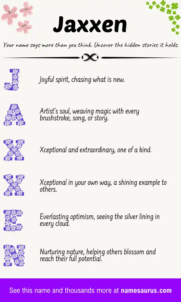 Acrostic poem about Jaxxen.