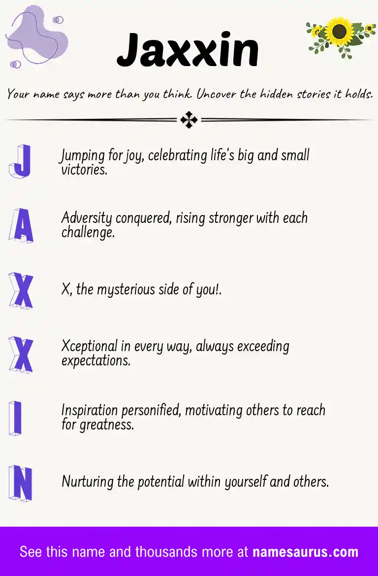 Acrostic poem about Jaxxin.