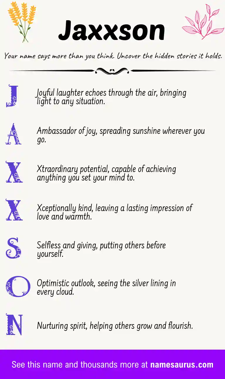 Acrostic poem about Jaxxson.