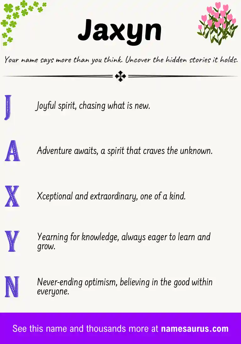 Acrostic poem about Jaxyn.