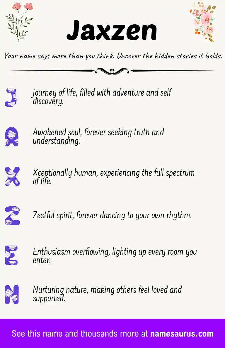 Acrostic poem about Jaxzen.