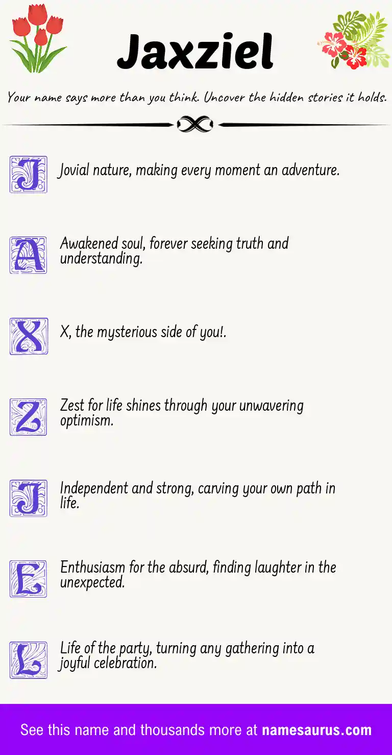 Acrostic poem about Jaxziel.