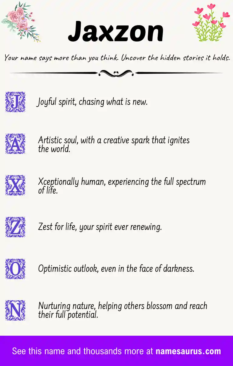 Acrostic poem about Jaxzon.