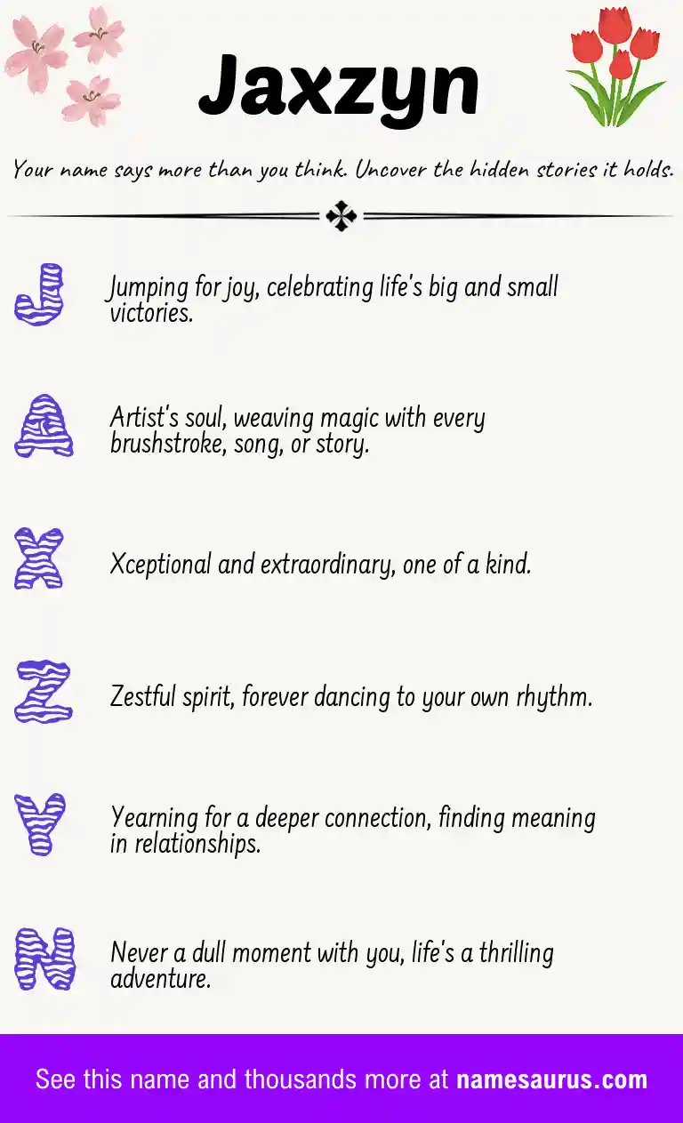 Acrostic poem about Jaxzyn.