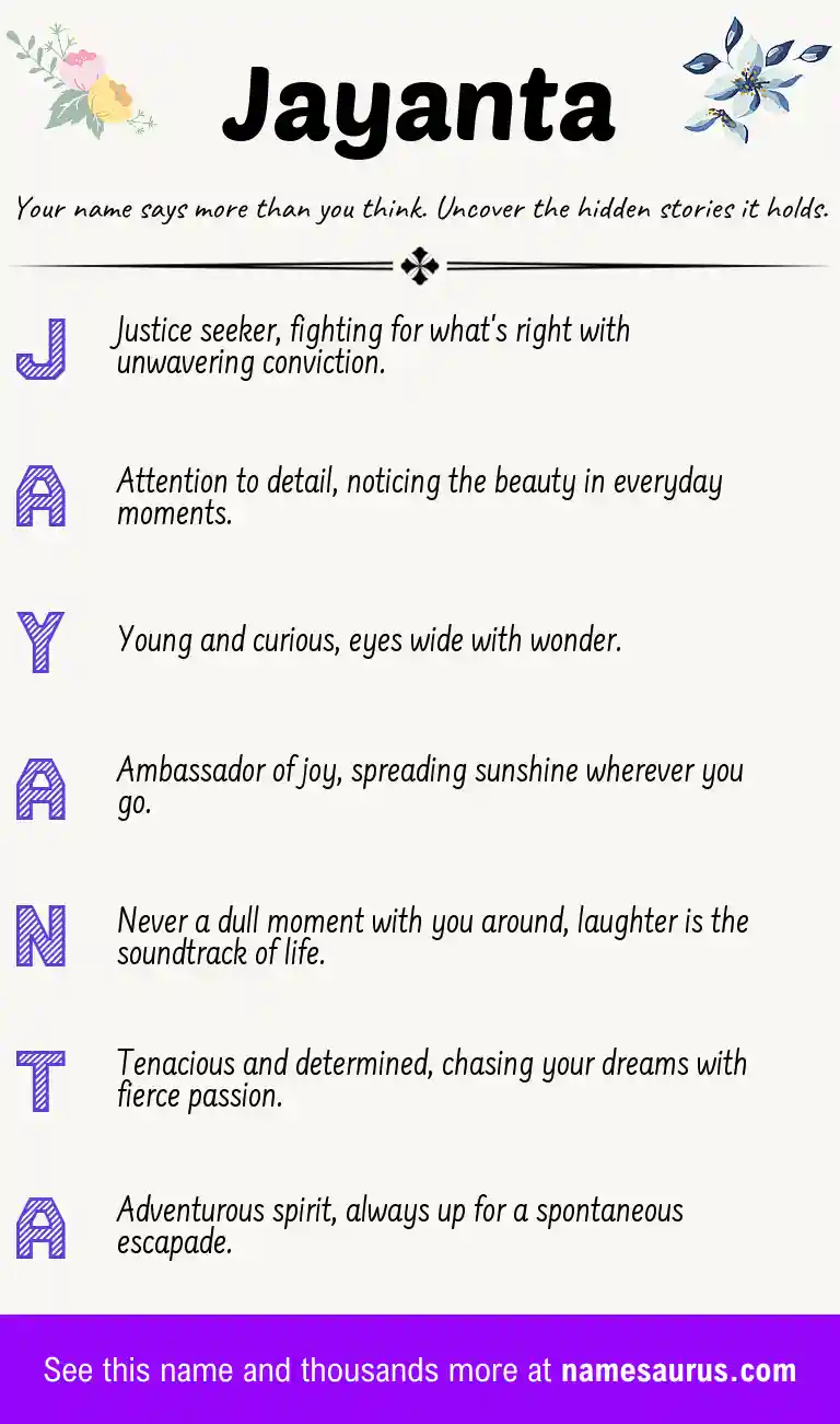 Acrostic poem about Jayanta.