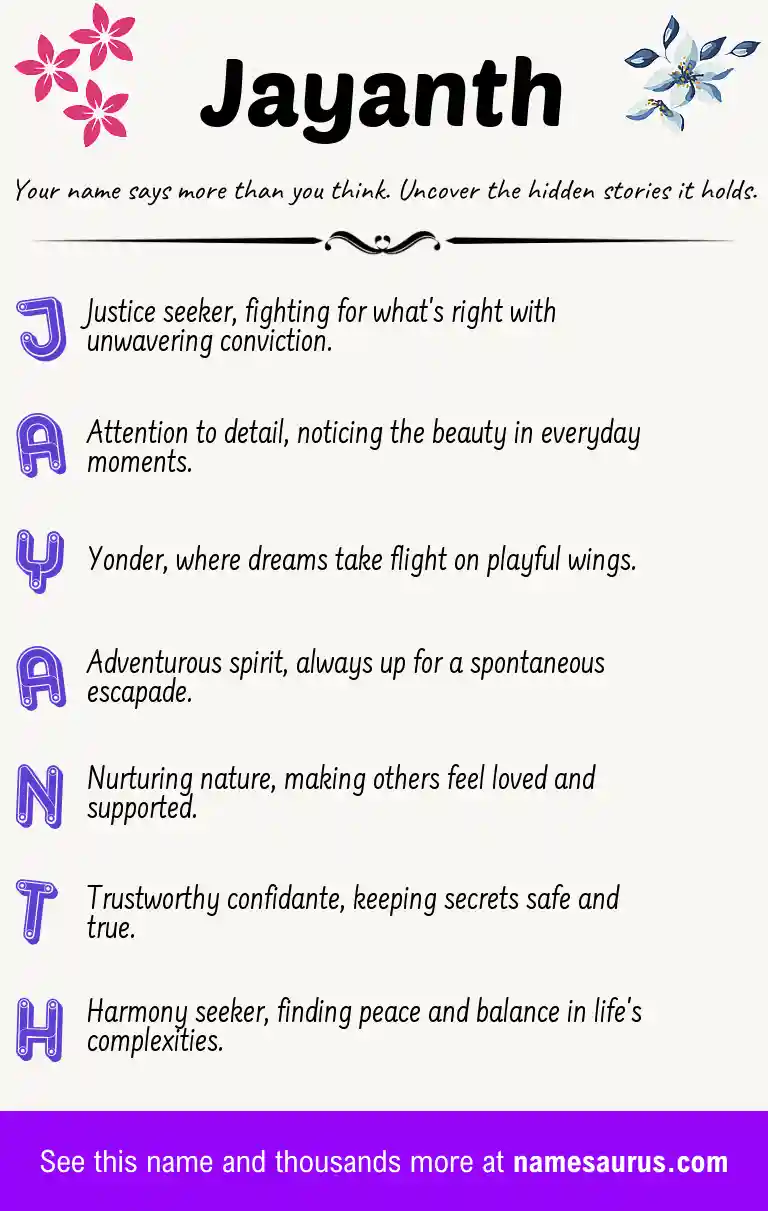 Acrostic poem about Jayanth.