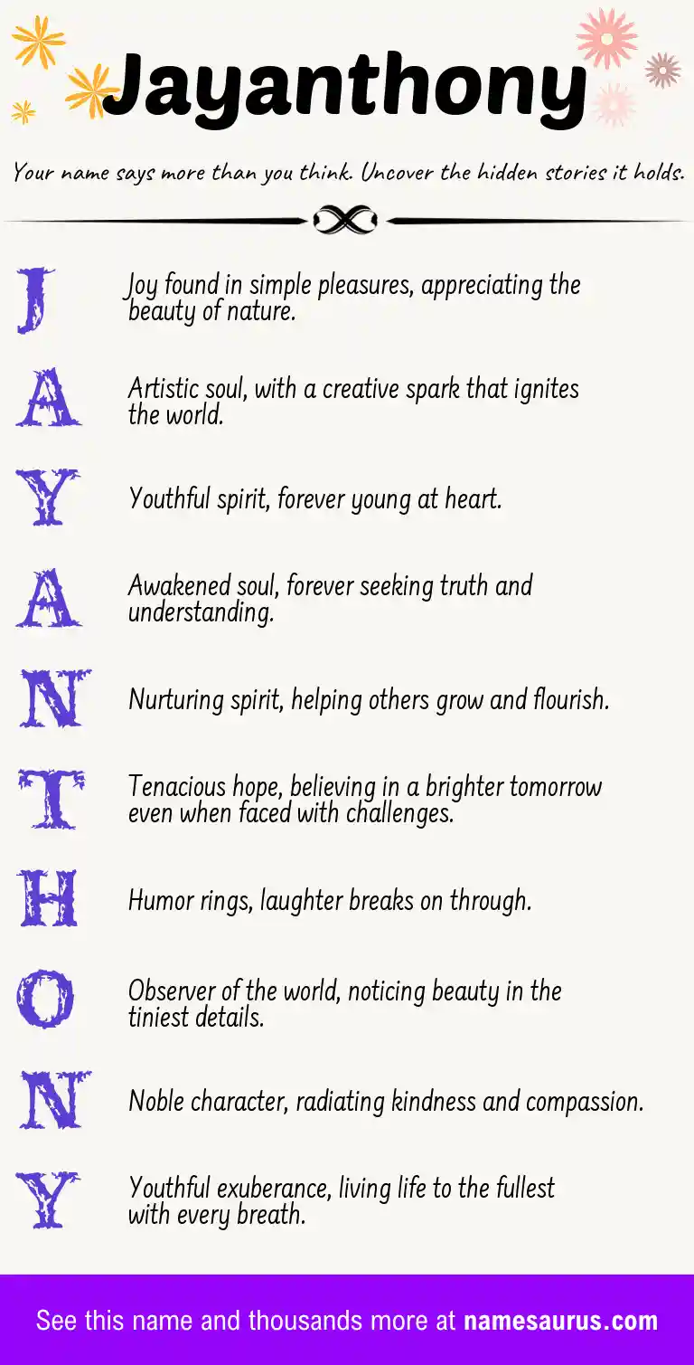 Acrostic poem about Jayanthony.