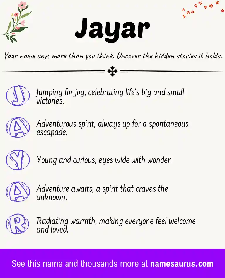 Acrostic poem about Jayar.