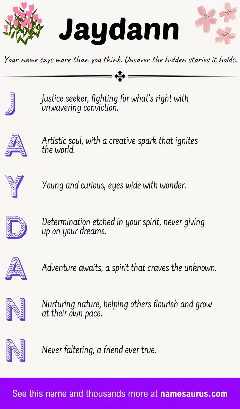 Acrostic poem about Jaydann.