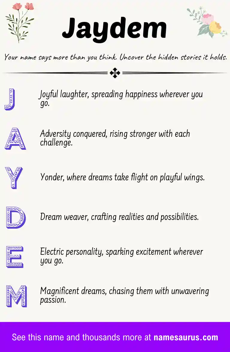 Acrostic poem about Jaydem.