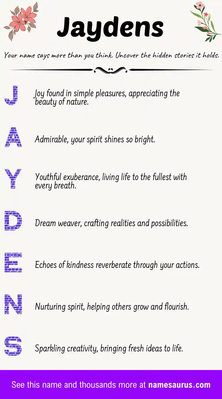 Acrostic poem about Jaydens.