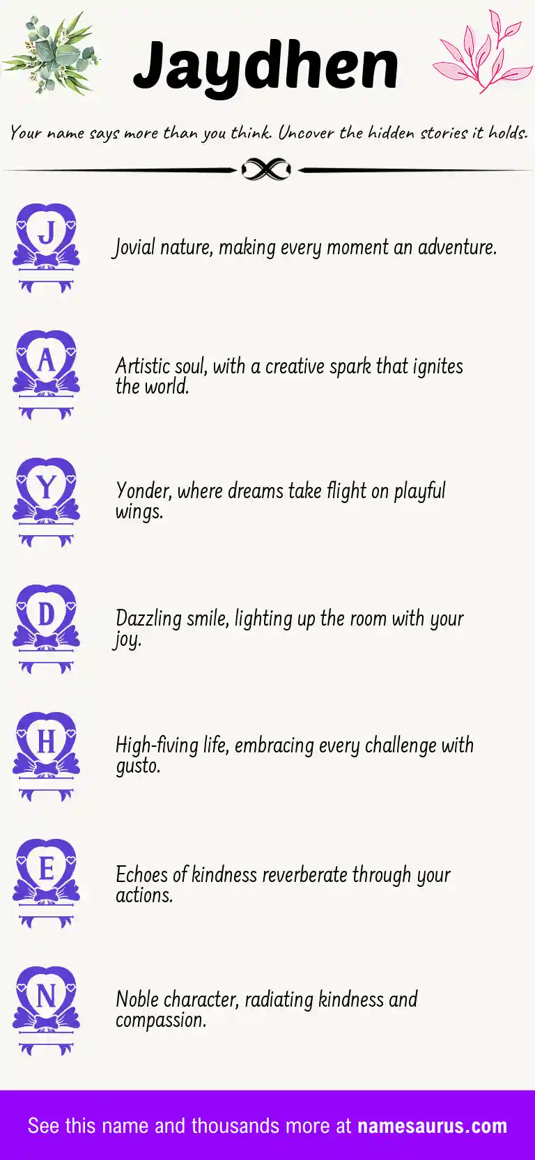 Acrostic poem about Jaydhen.