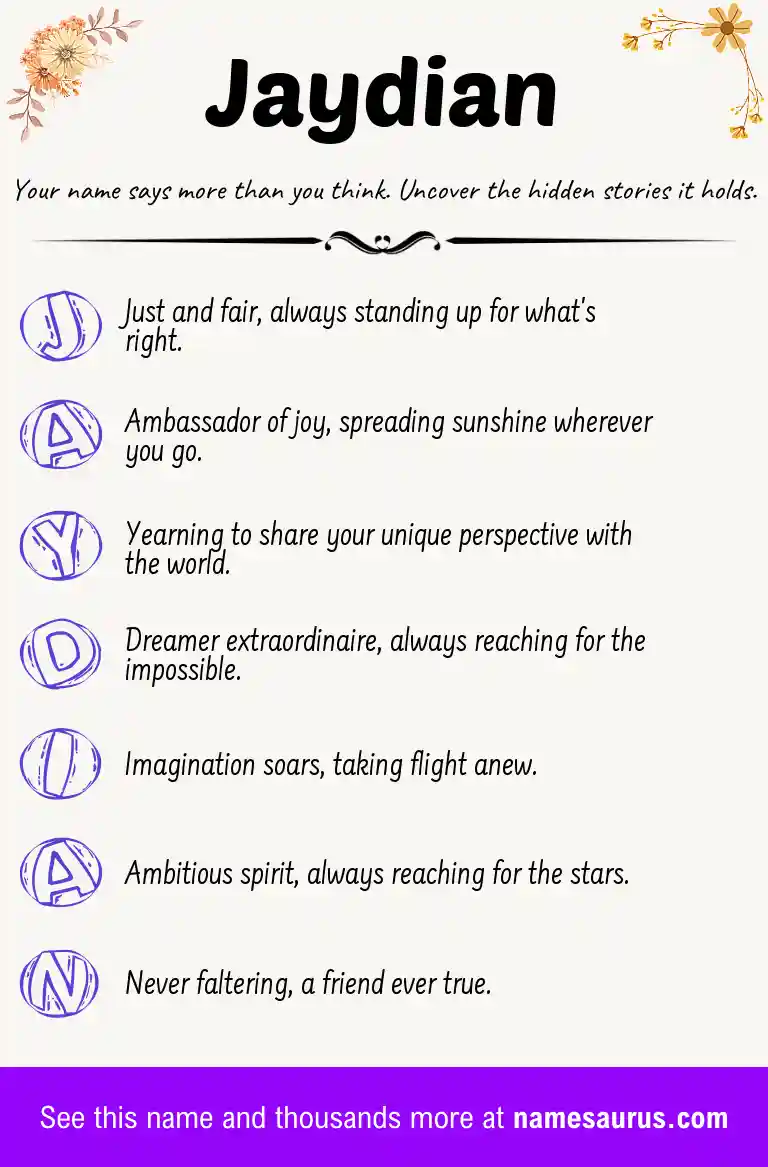 Acrostic poem about Jaydian.