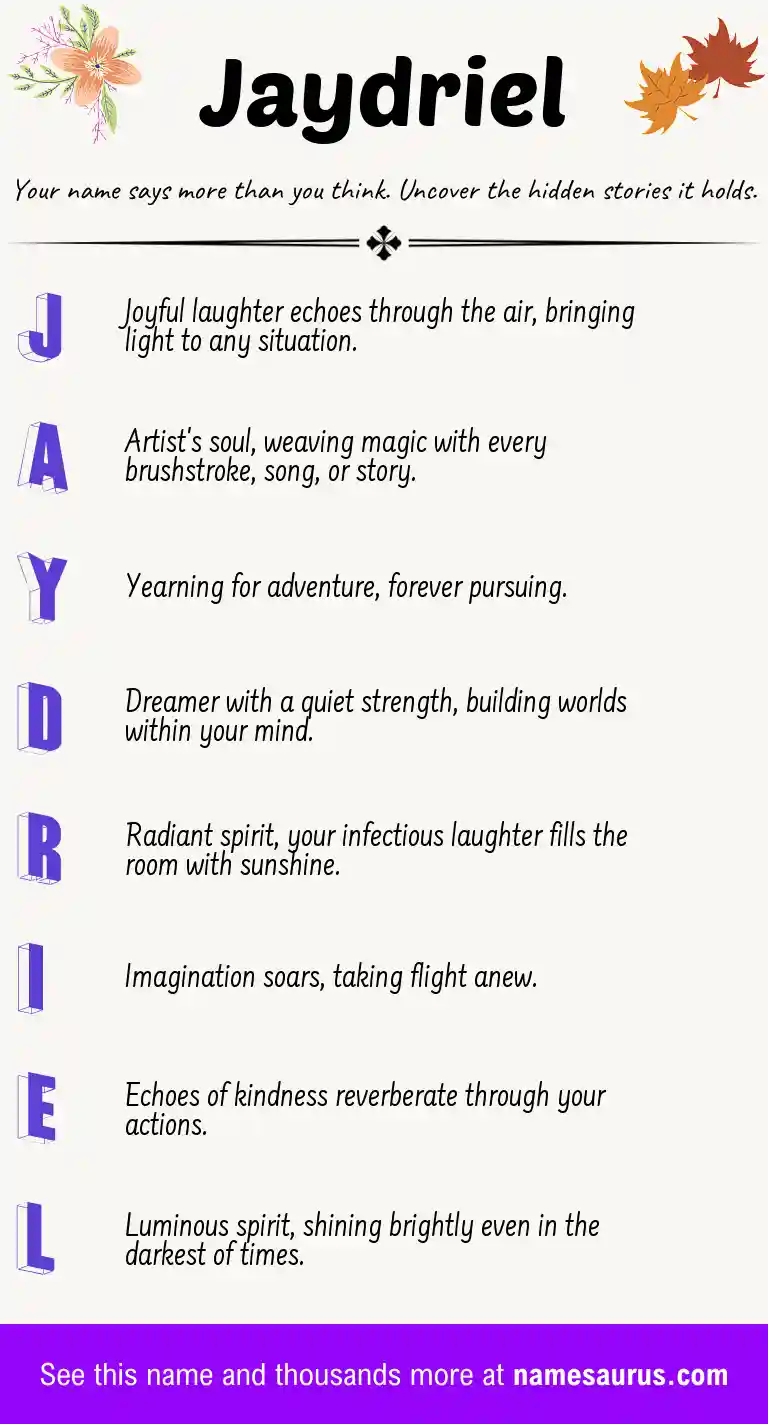 Acrostic poem about Jaydriel.