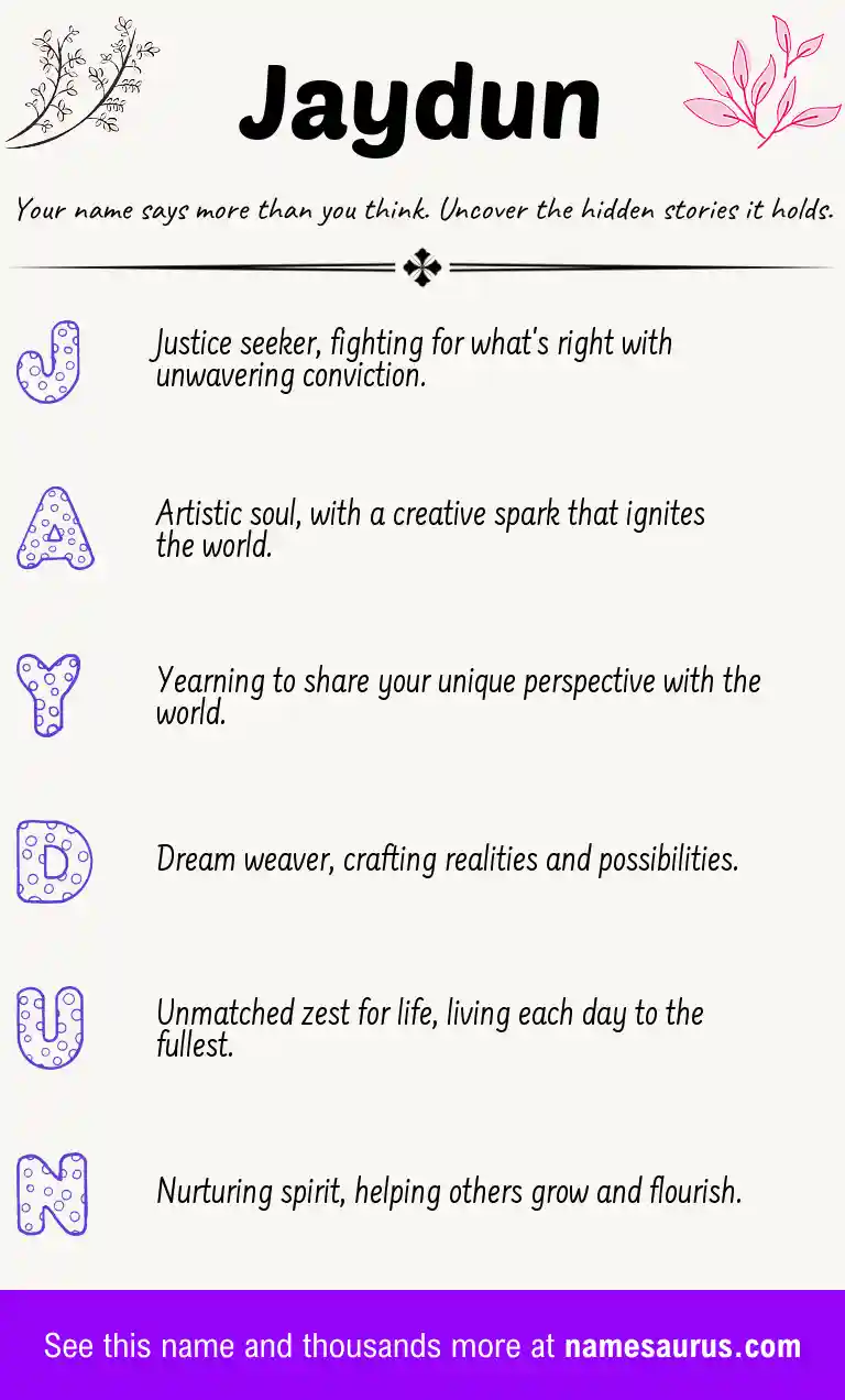 Acrostic poem about Jaydun.