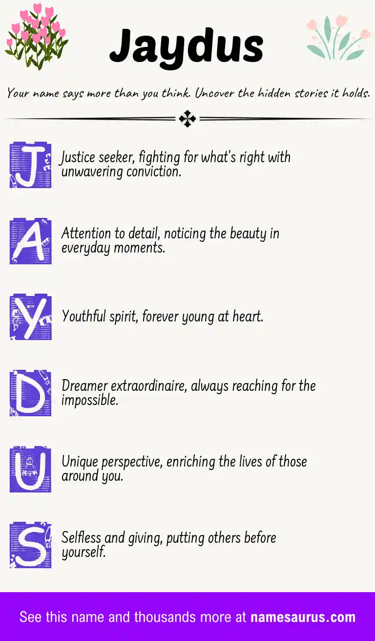 Acrostic poem about Jaydus.