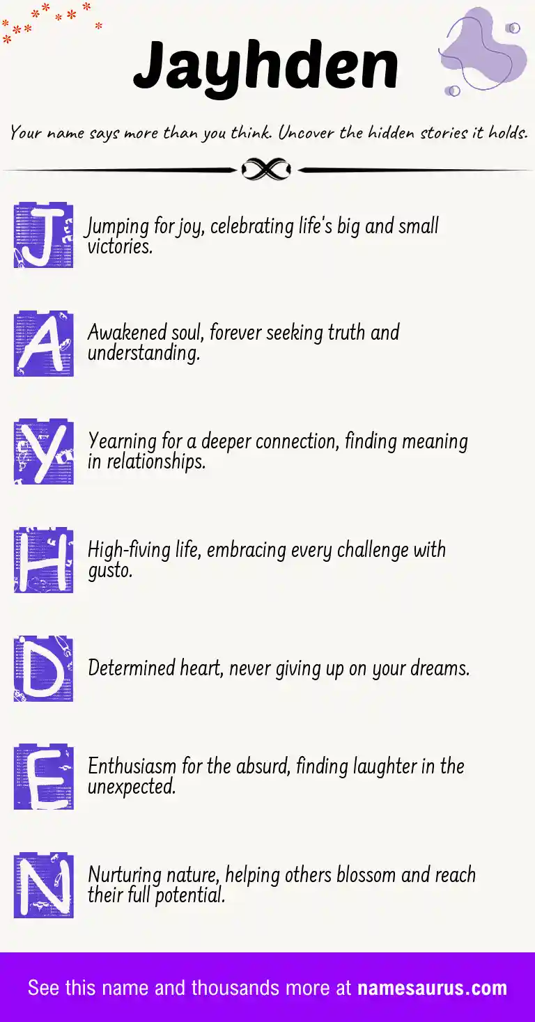 Acrostic poem about Jayhden.