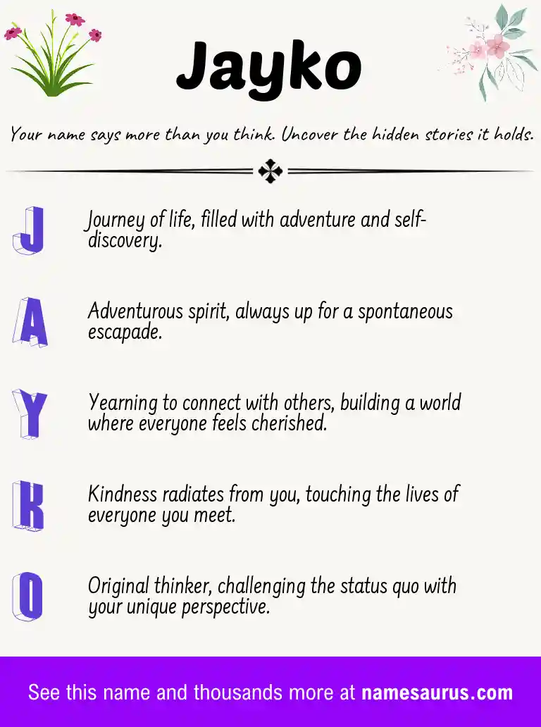 Acrostic poem about Jayko.
