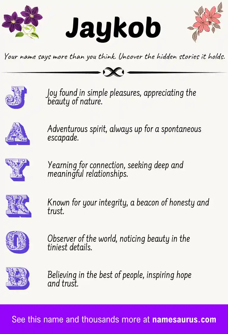 Acrostic poem about Jaykob.