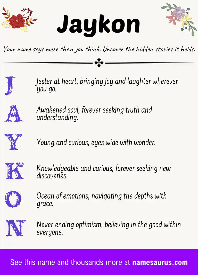 Acrostic poem about Jaykon.