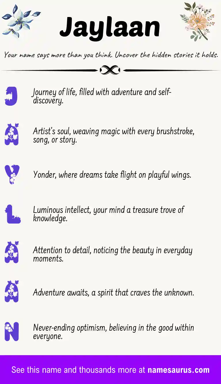 Acrostic poem about Jaylaan.