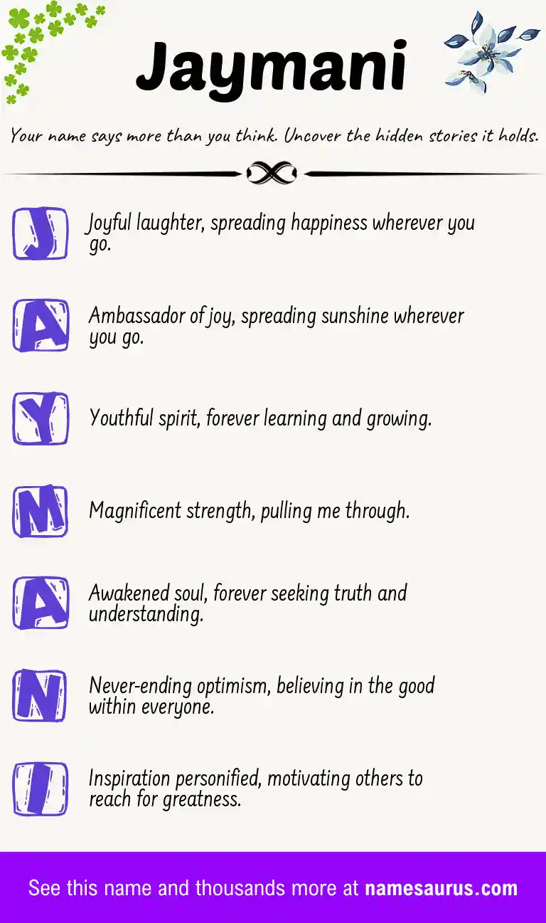 Acrostic poem about Jaymani.
