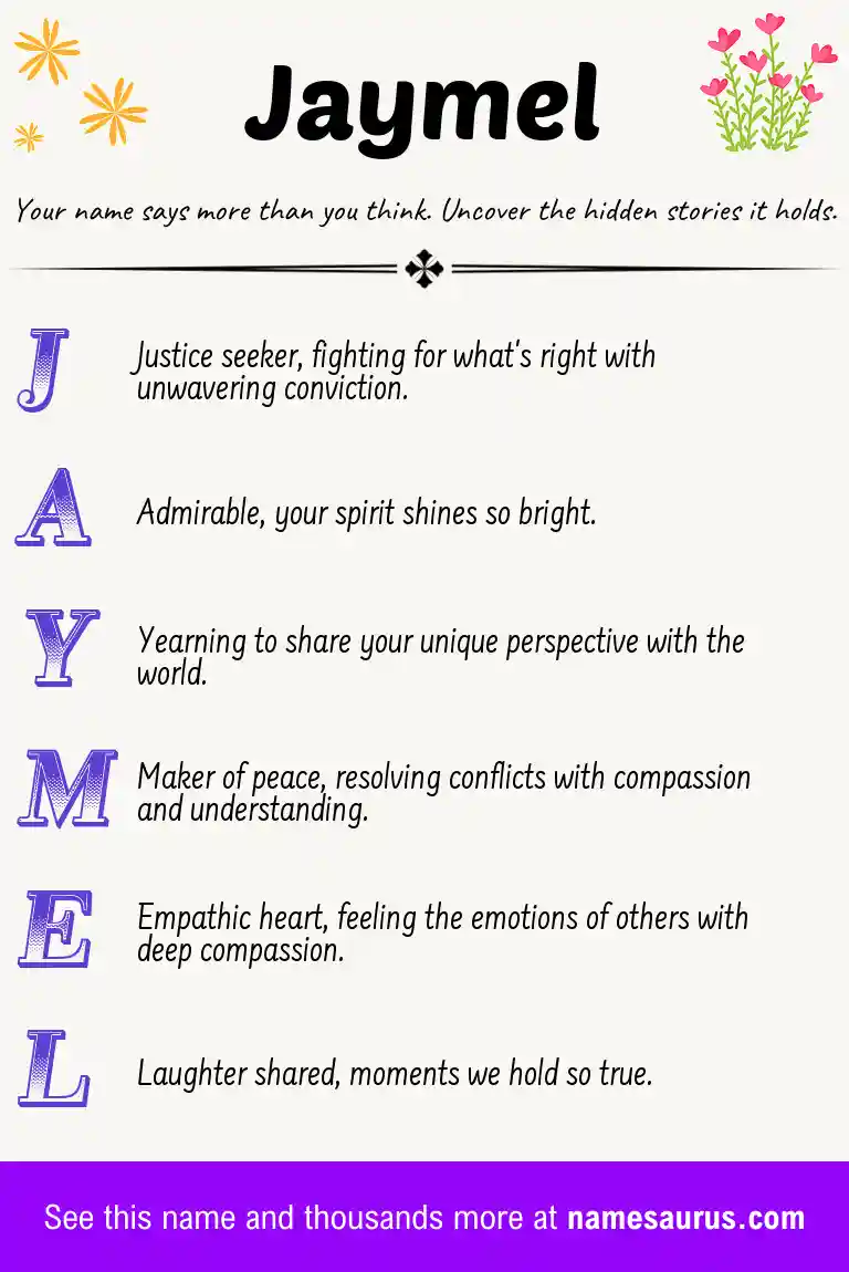 Acrostic poem about Jaymel.