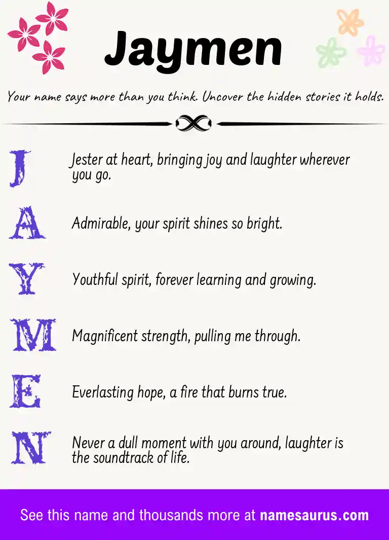Acrostic poem about Jaymen.