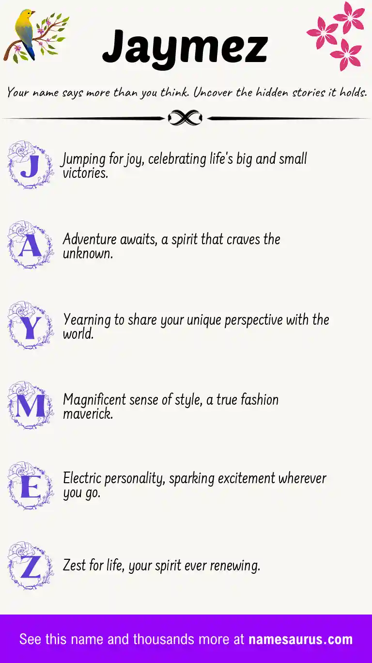 Acrostic poem about Jaymez.