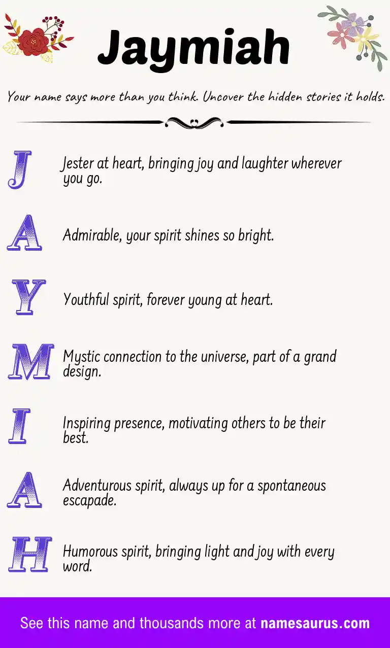 Acrostic poem about Jaymiah.