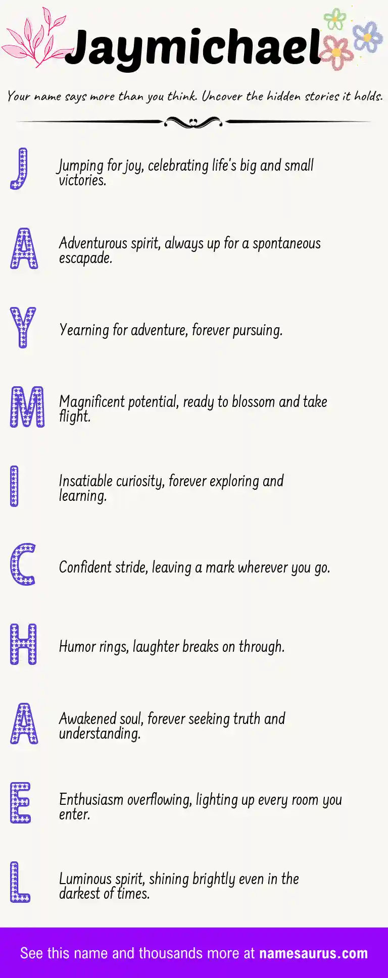 Acrostic poem about Jaymichael.