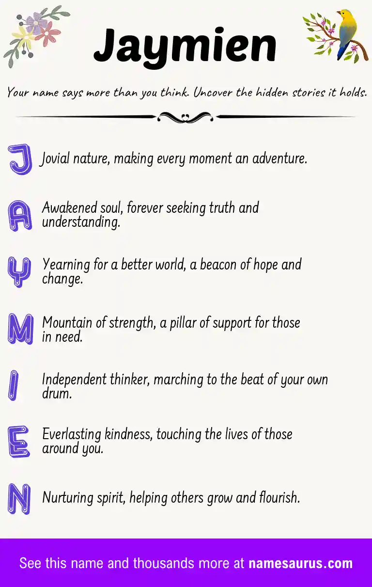 Acrostic poem about Jaymien.