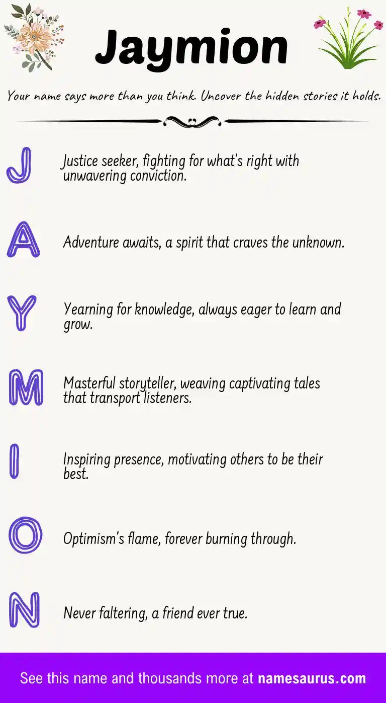 Acrostic poem about Jaymion.