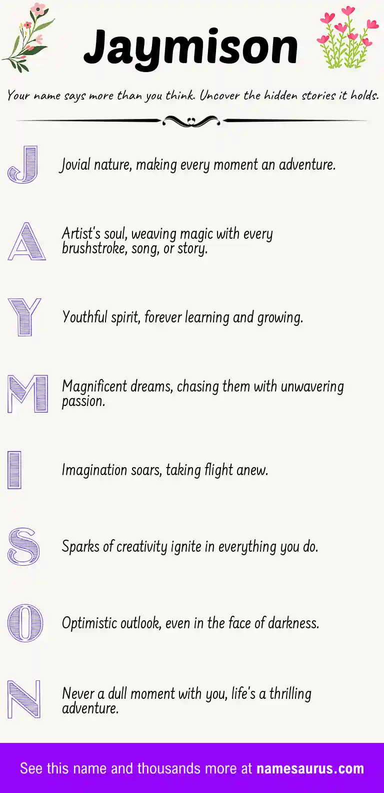 Acrostic poem about Jaymison.