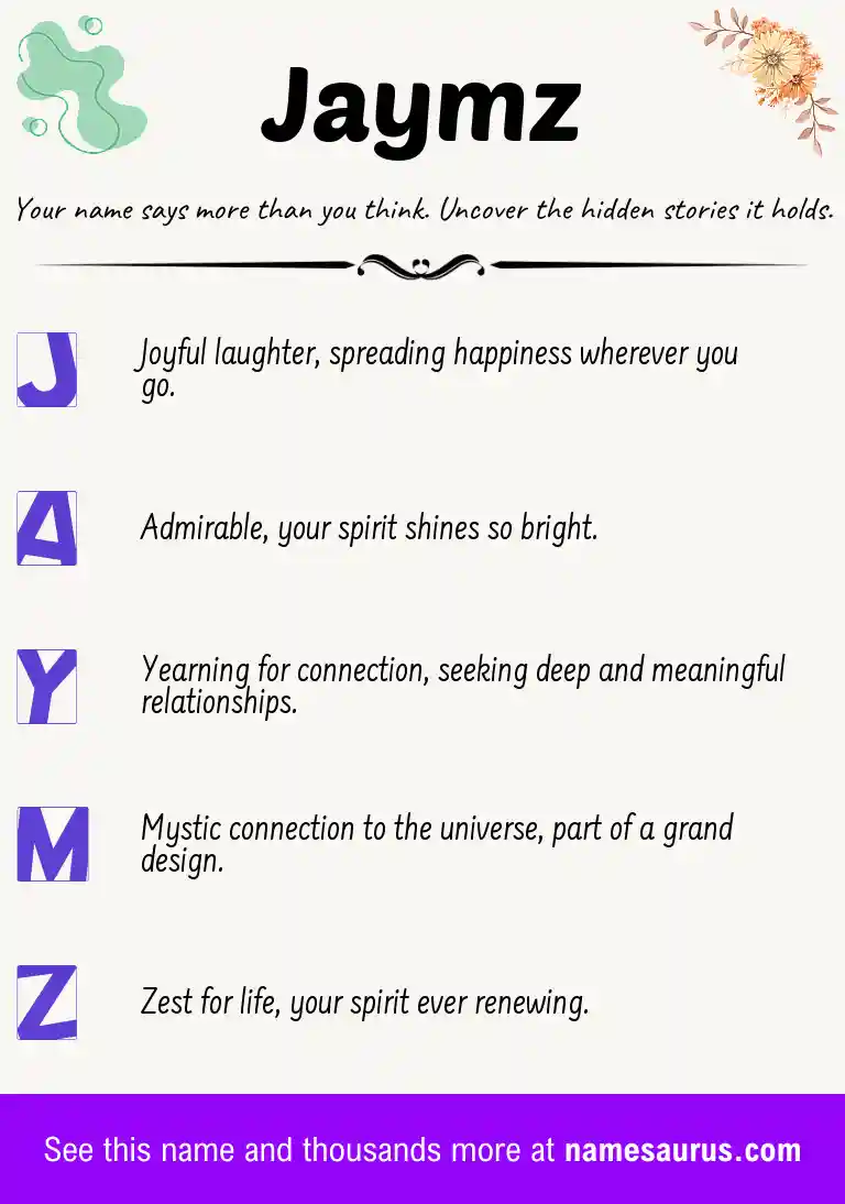 Acrostic poem about Jaymz.